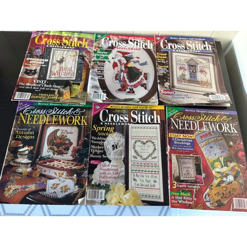 Vintage 1990s Cross Stitch Pattern Booklets Magazines Lot of 28 Needlework